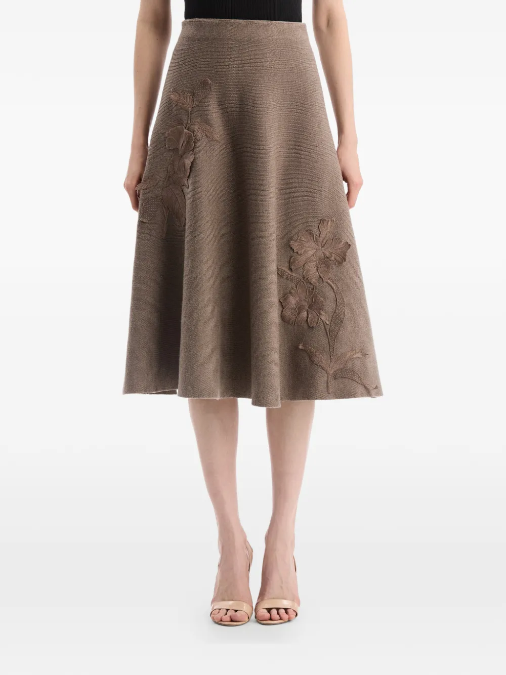 Oscar de la Renta Gonna con ricamo - Marrone