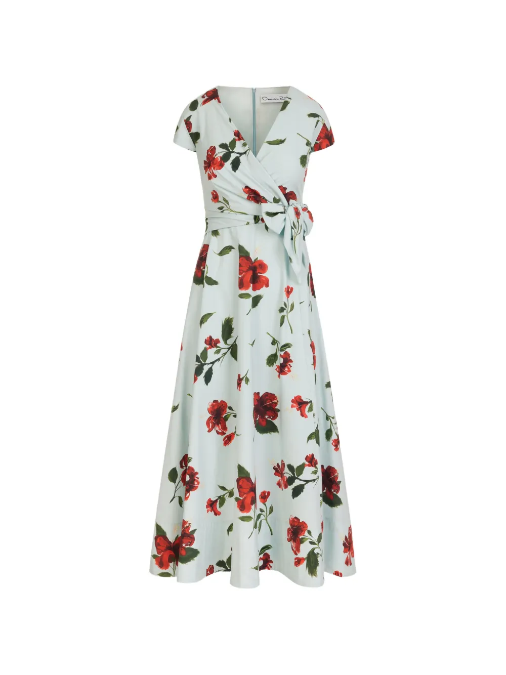 Oscar de la Renta Hibiscus cotton poplin wrap dress - Blu