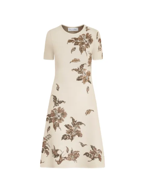 Oscar de la Renta hibiscus metallic jacquard dress