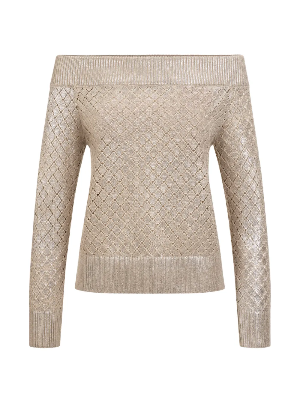 Oscar de la Renta silver foil off-shoulder pullover - Neutrals