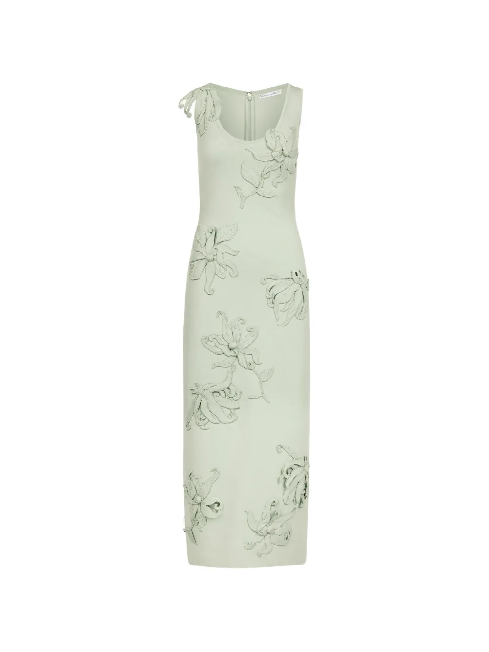 Oscar de la Renta Tubino con ricamo Hibiscus - Verde