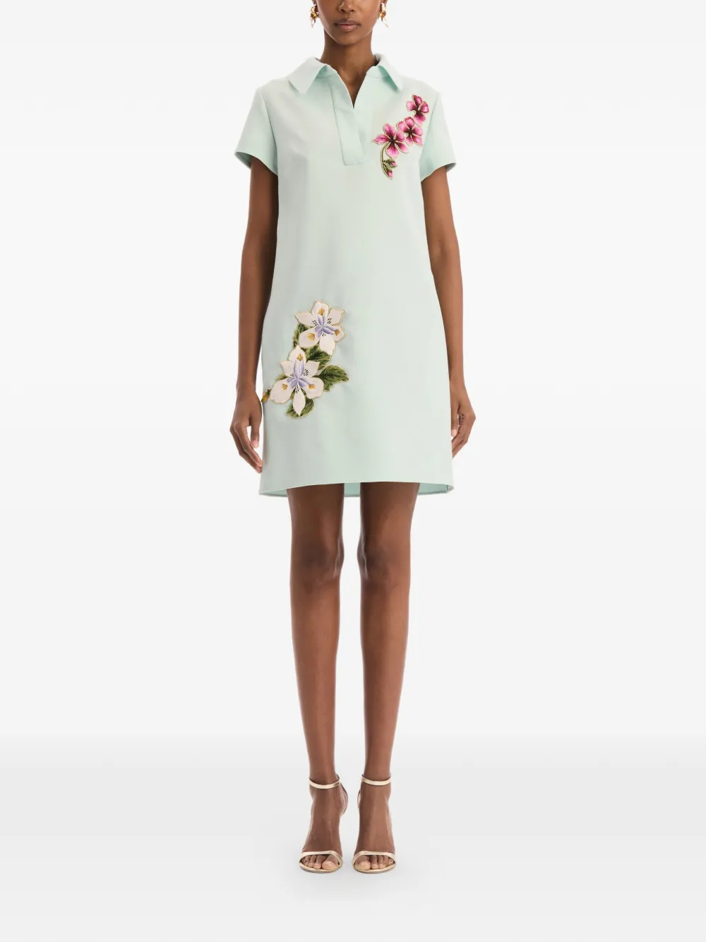 Oscar de la Renta Shiftjurk met gemixte bloemen Blauw