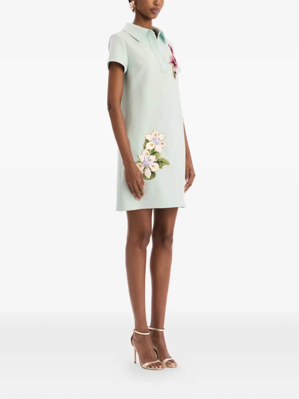 Oscar de la Renta Shiftjurk met gemixte bloemen Blauw
