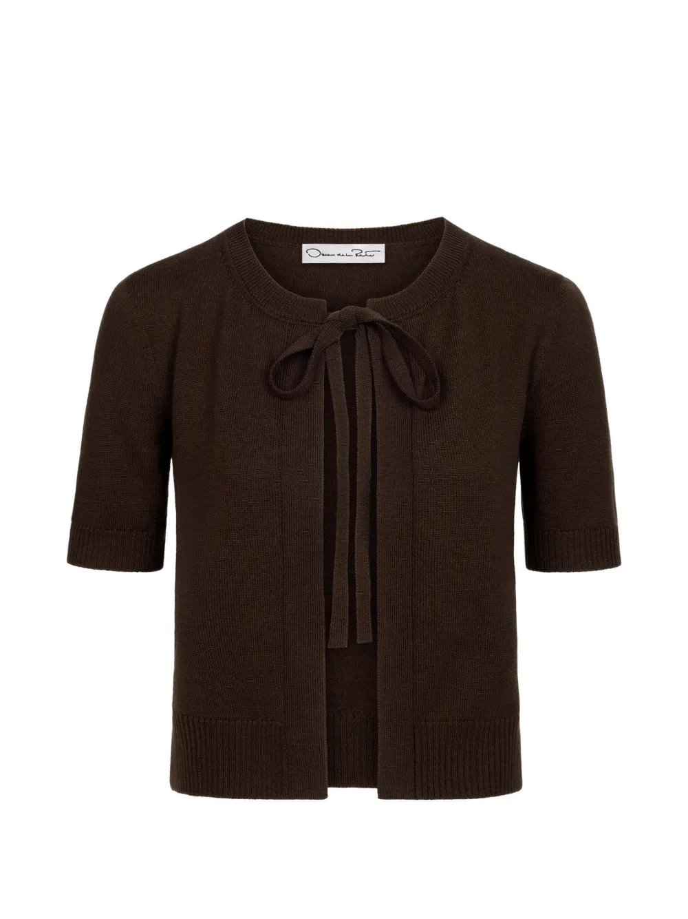 Oscar de la Renta Set in lana con cardigan e fiocco - Marrone
