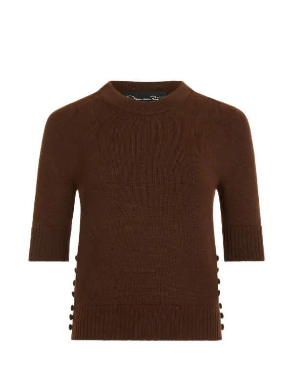 Oscar de la Renta Button-detail Pullover in Brown