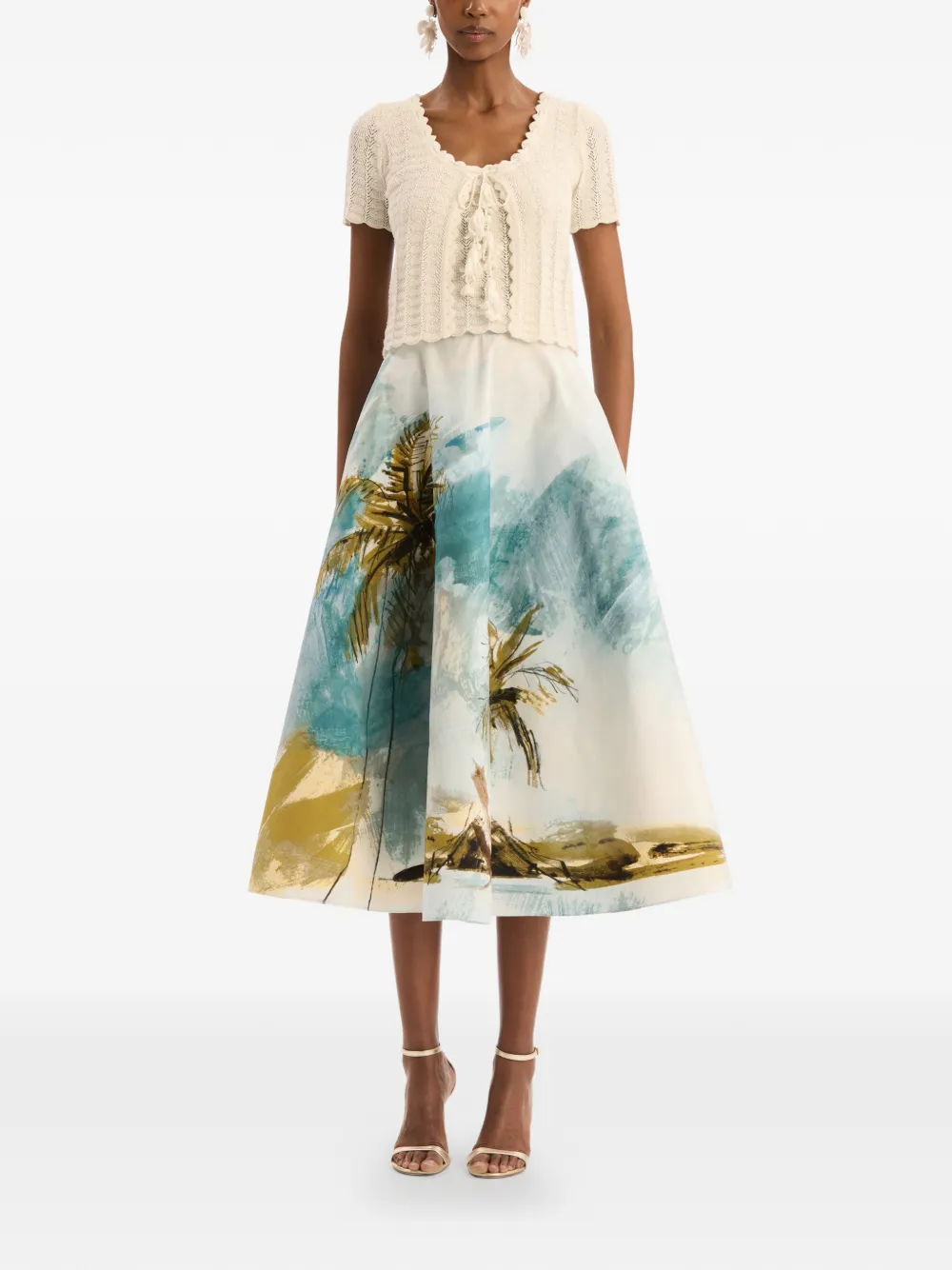 Oscar de la Renta Pointelle geweven vest Beige