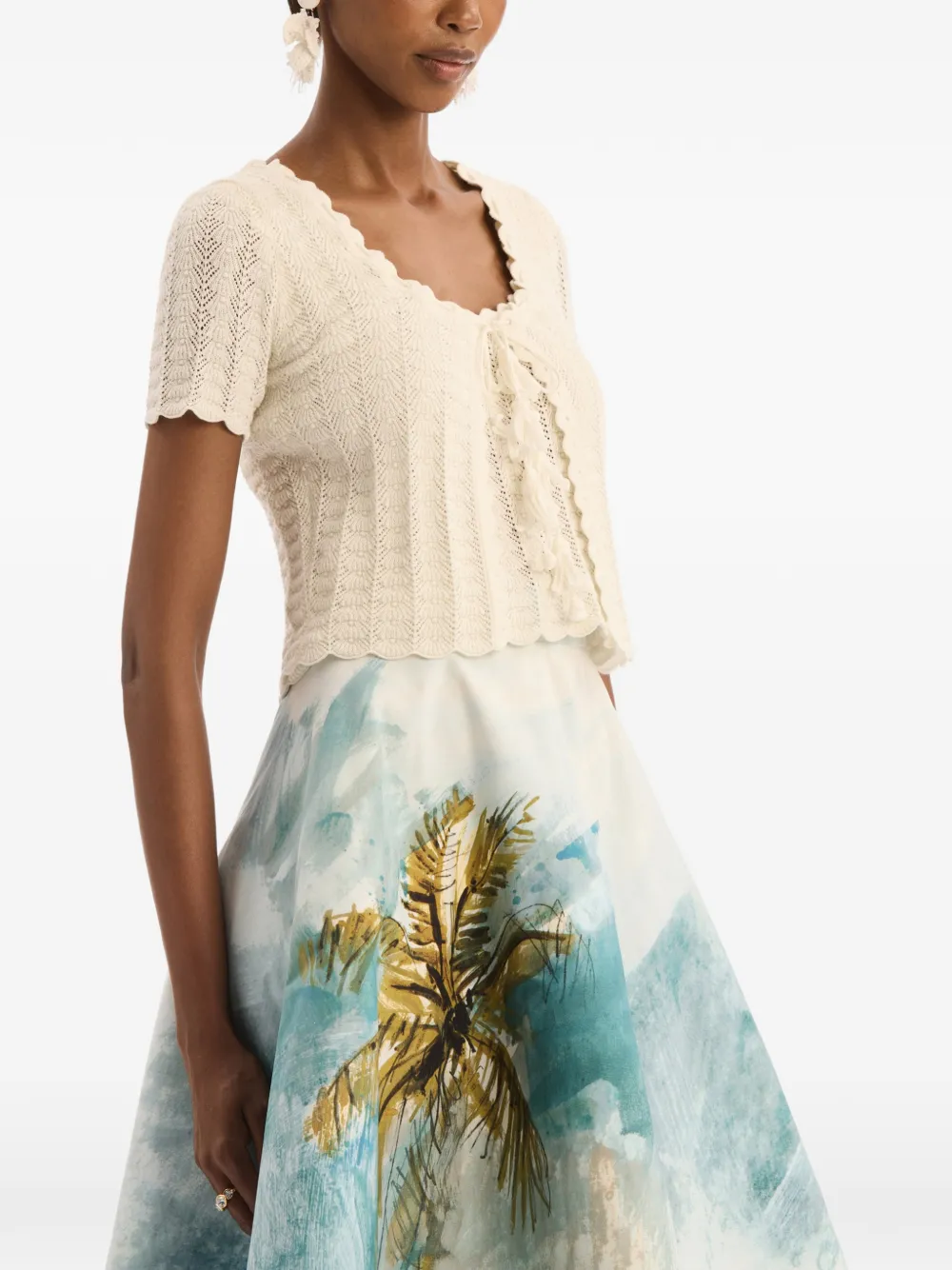 Oscar de la Renta Pointelle geweven vest Beige