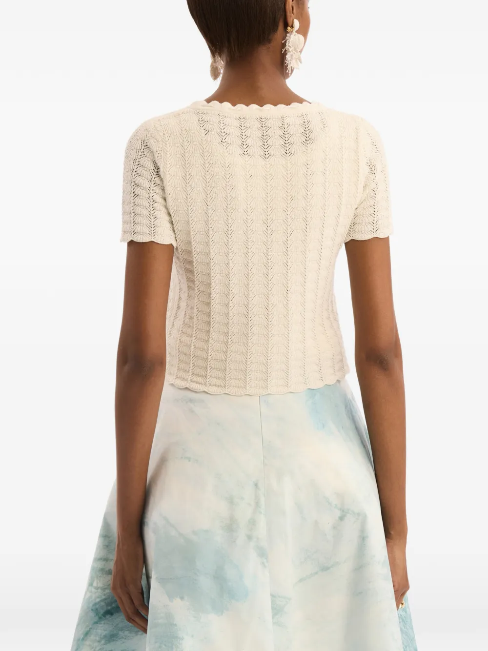 Oscar de la Renta Pointelle geweven vest Beige