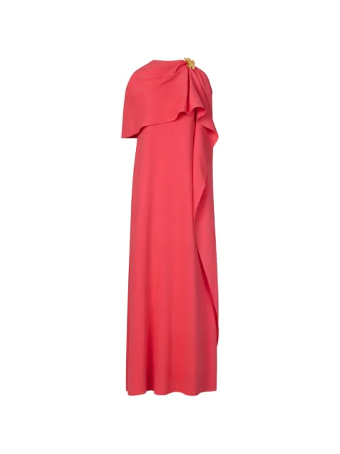 Oscar de la Renta Hibiscus brooch georgette caftan