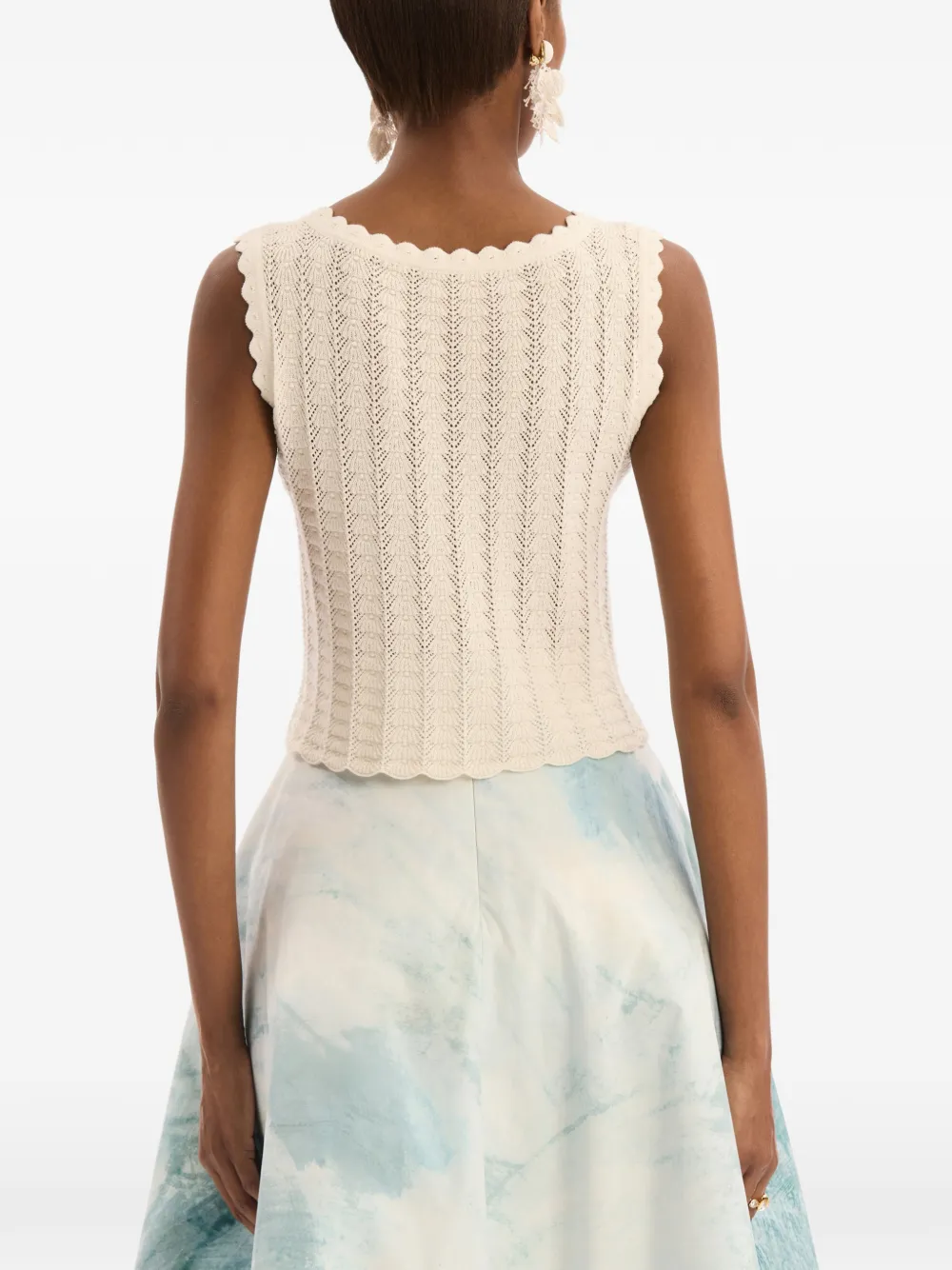 Oscar de la Renta Tanktop met pointelle-weving Beige