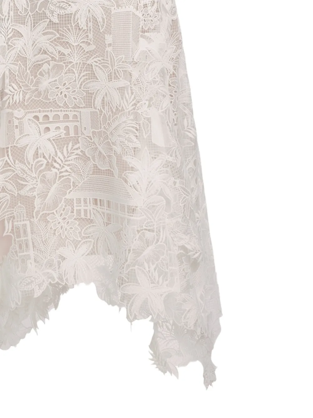 Oscar de la Renta Guipure jurk met Dominicaans landschap Wit