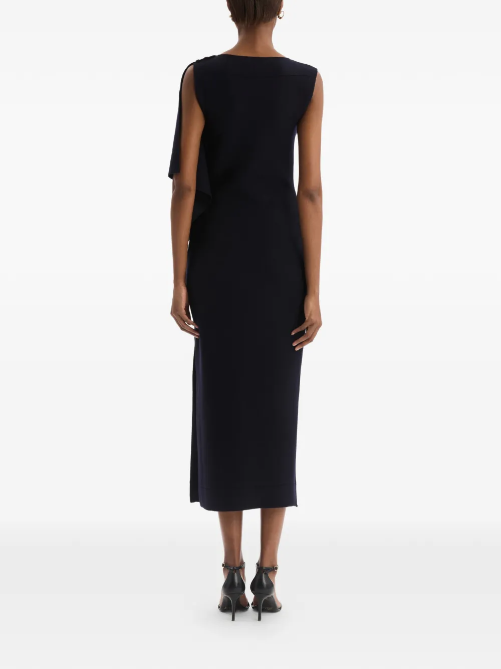 Oscar de la Renta Gebreide jurk met broche en hibiscus-detail Blauw
