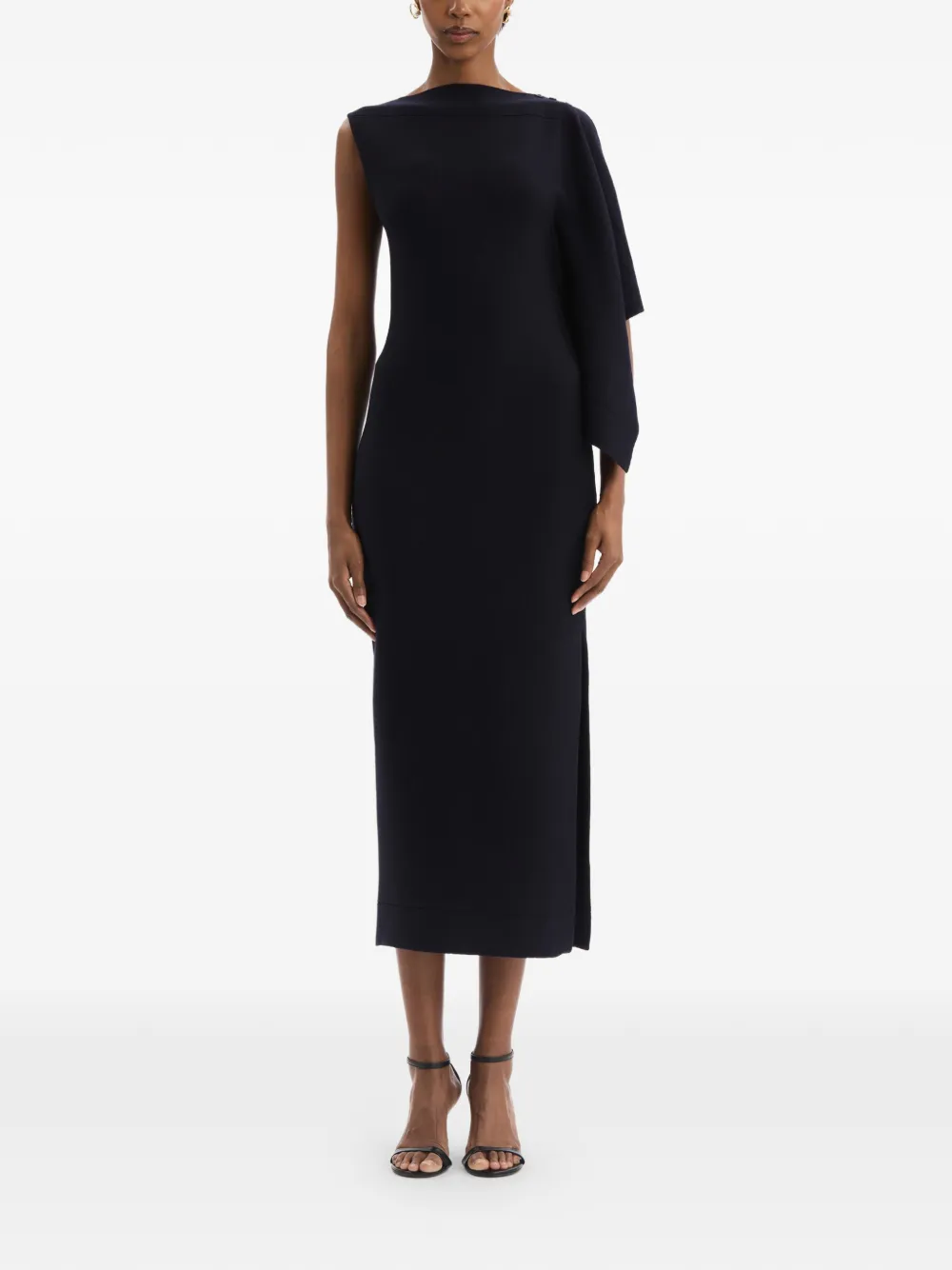 Oscar de la Renta Gebreide jurk met broche en hibiscus-detail Blauw