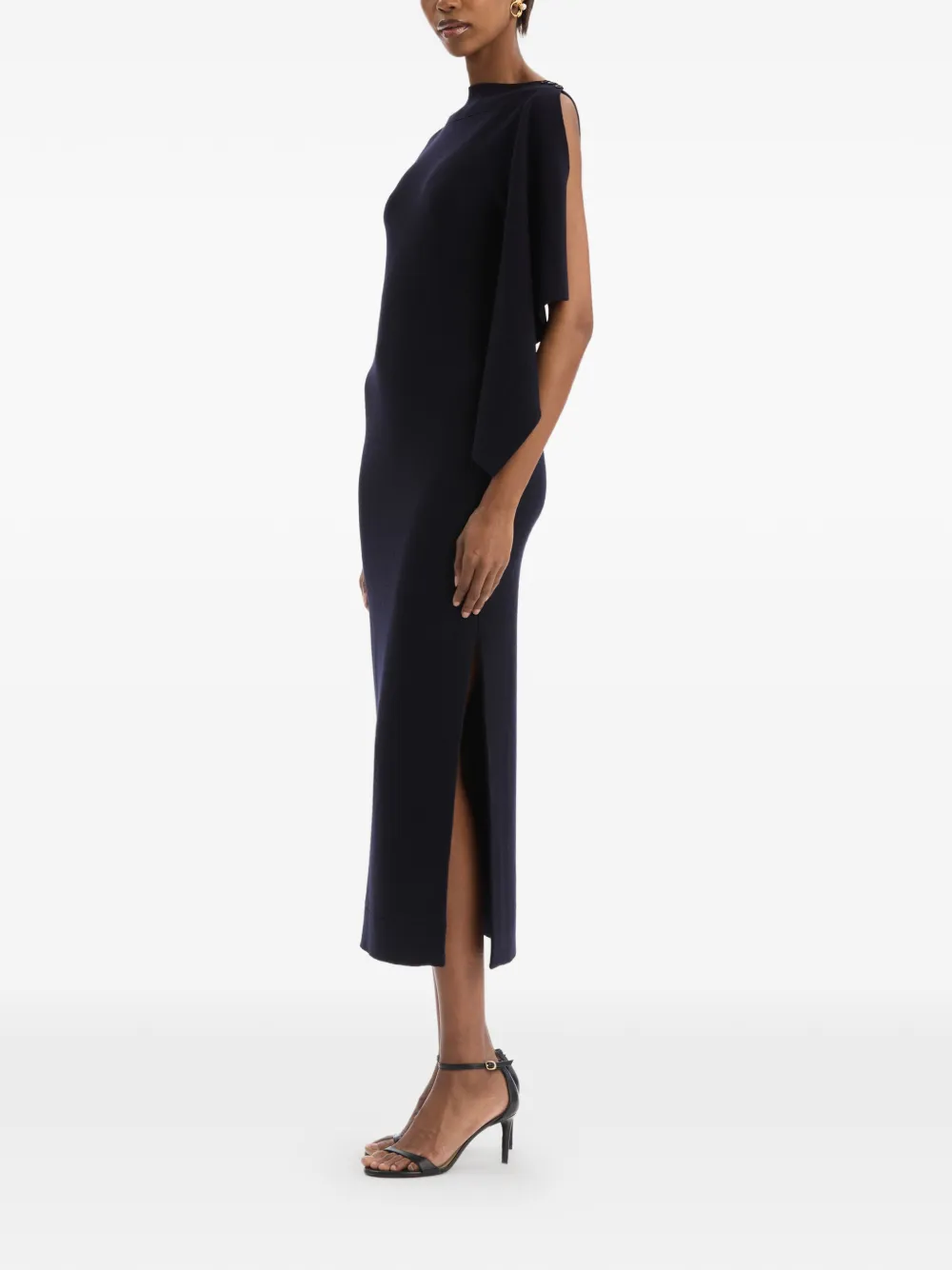Oscar de la Renta Gebreide jurk met broche en hibiscus-detail Blauw