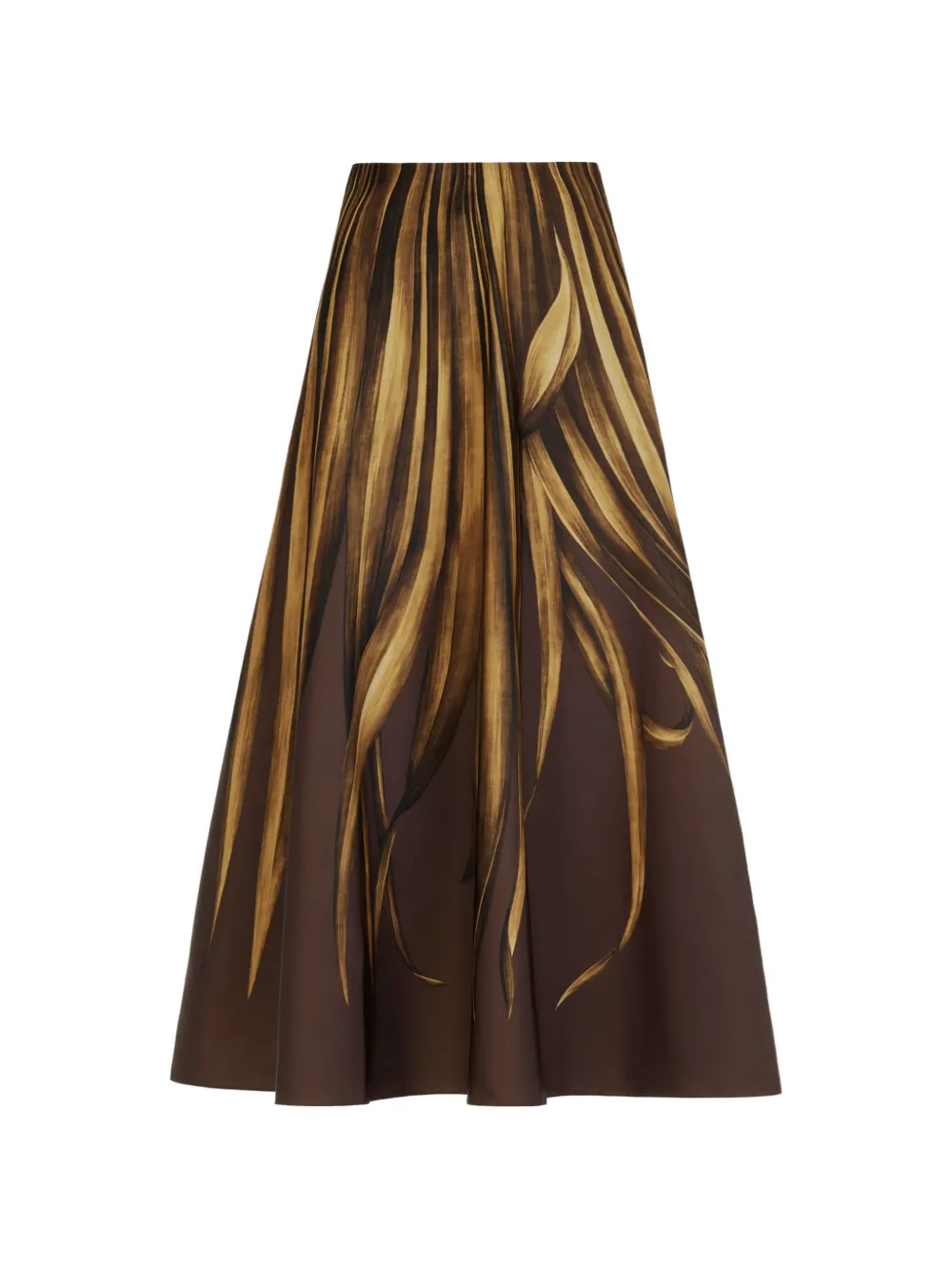 Oscar de la Renta palm leaves faille skirt - Marrone