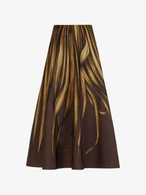 Oscar de la Renta jupe faille palm leaves
