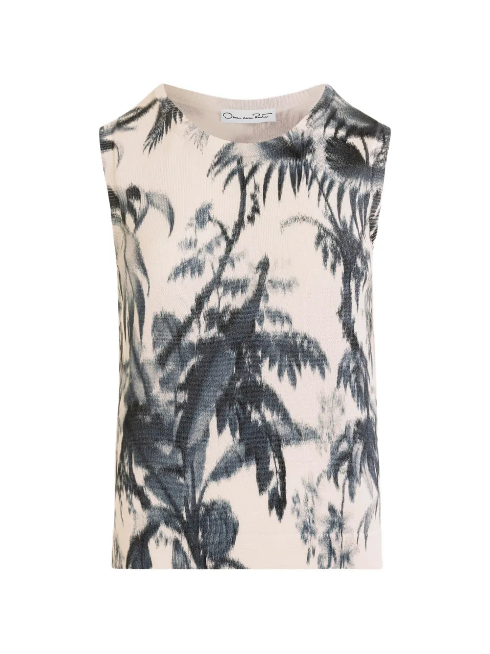 Oscar de la Renta chiné palm leaves tank top - Toni neutri