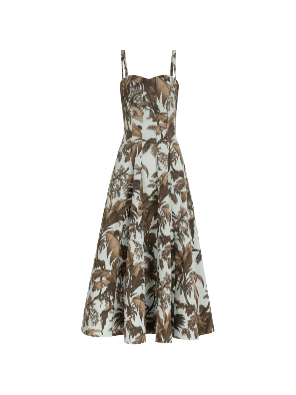 Oscar de la Renta Chiné palm leaves cotton poplin dress - Blu