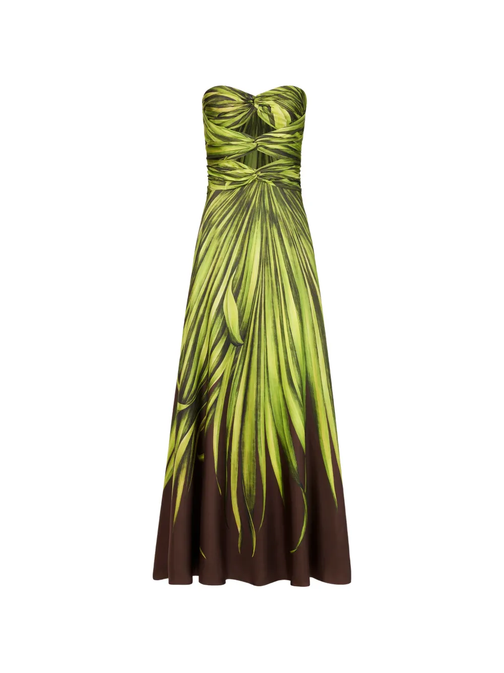 Oscar de la Renta Cocktailkleid aus Seidentwill mit Palmen-Print - Grün