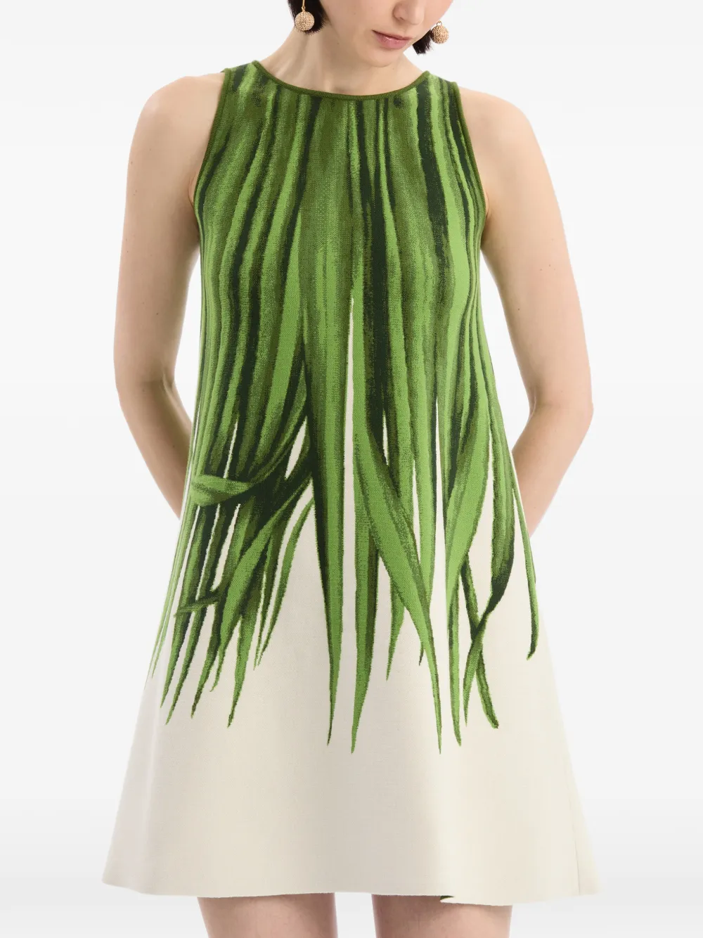 Oscar de la Renta Shiftjurk met palmbladeren-jacquard Groen