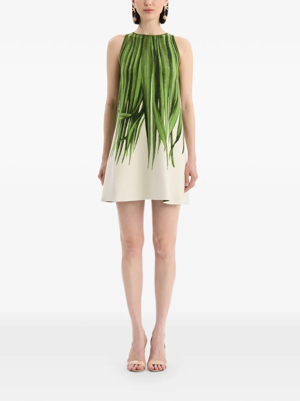 Oscar de la Renta Shiftjurk met palmbladeren-jacquard Groen