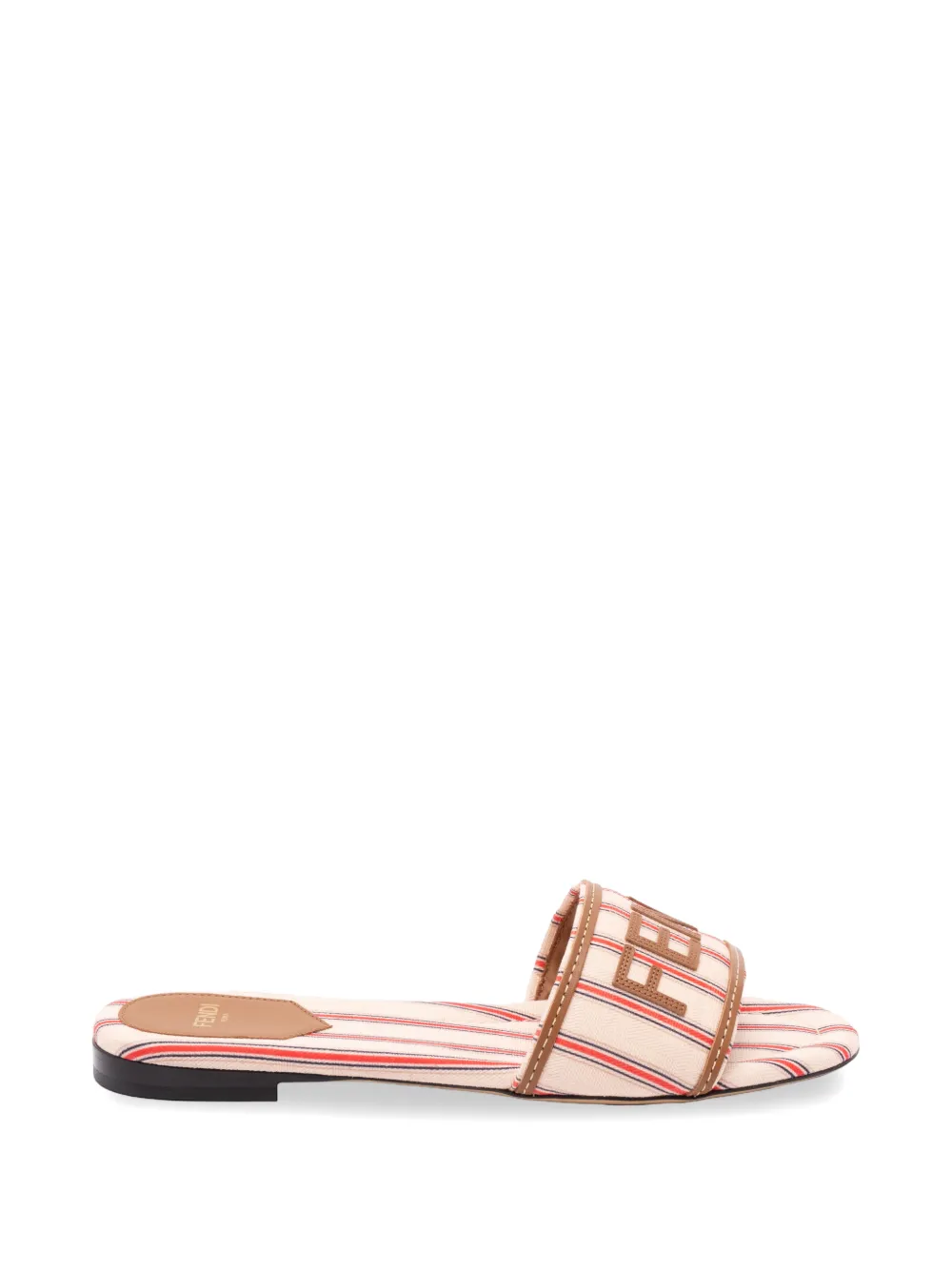 FENDI Sunshine striped logo-patch flat sandals - Multicolour
