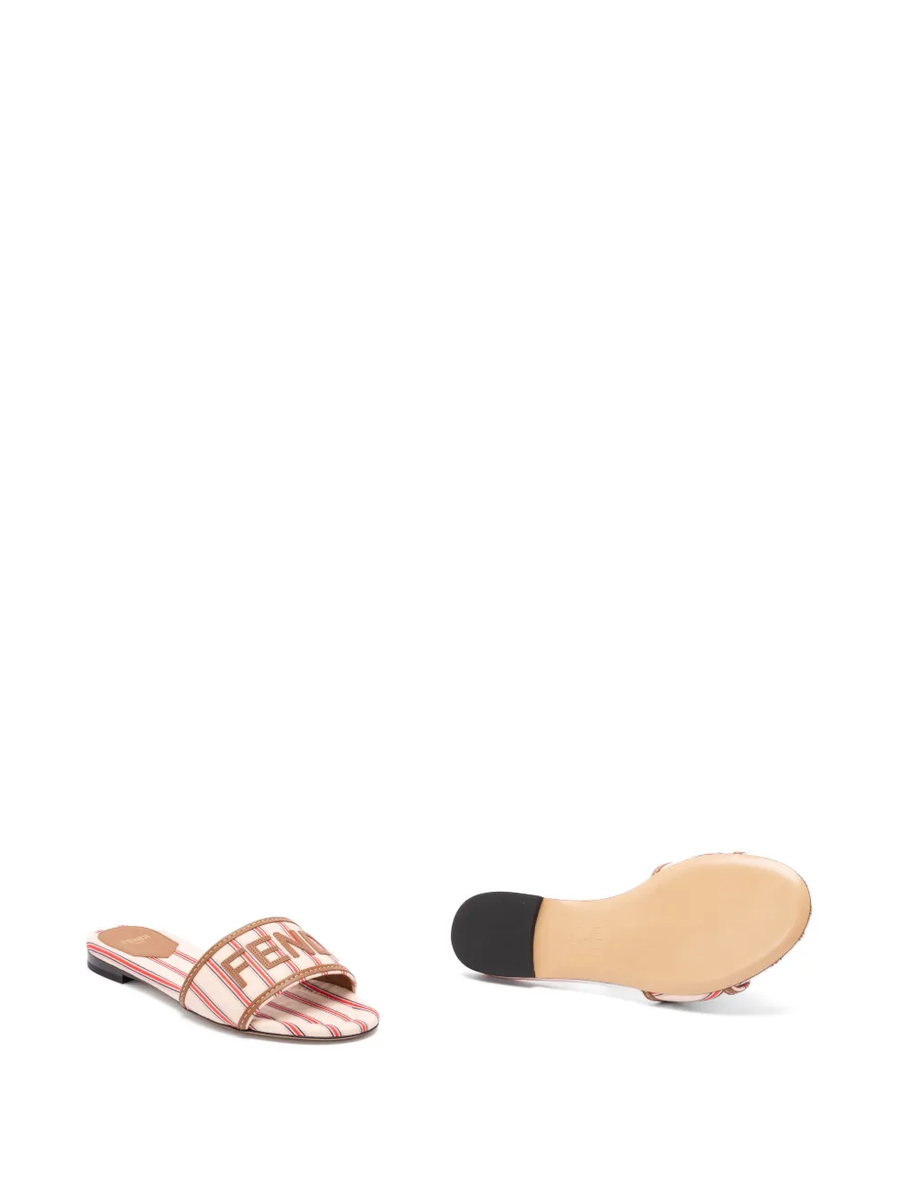 FENDI Sunshine striped logo-patch flat sandals Veelkleurig