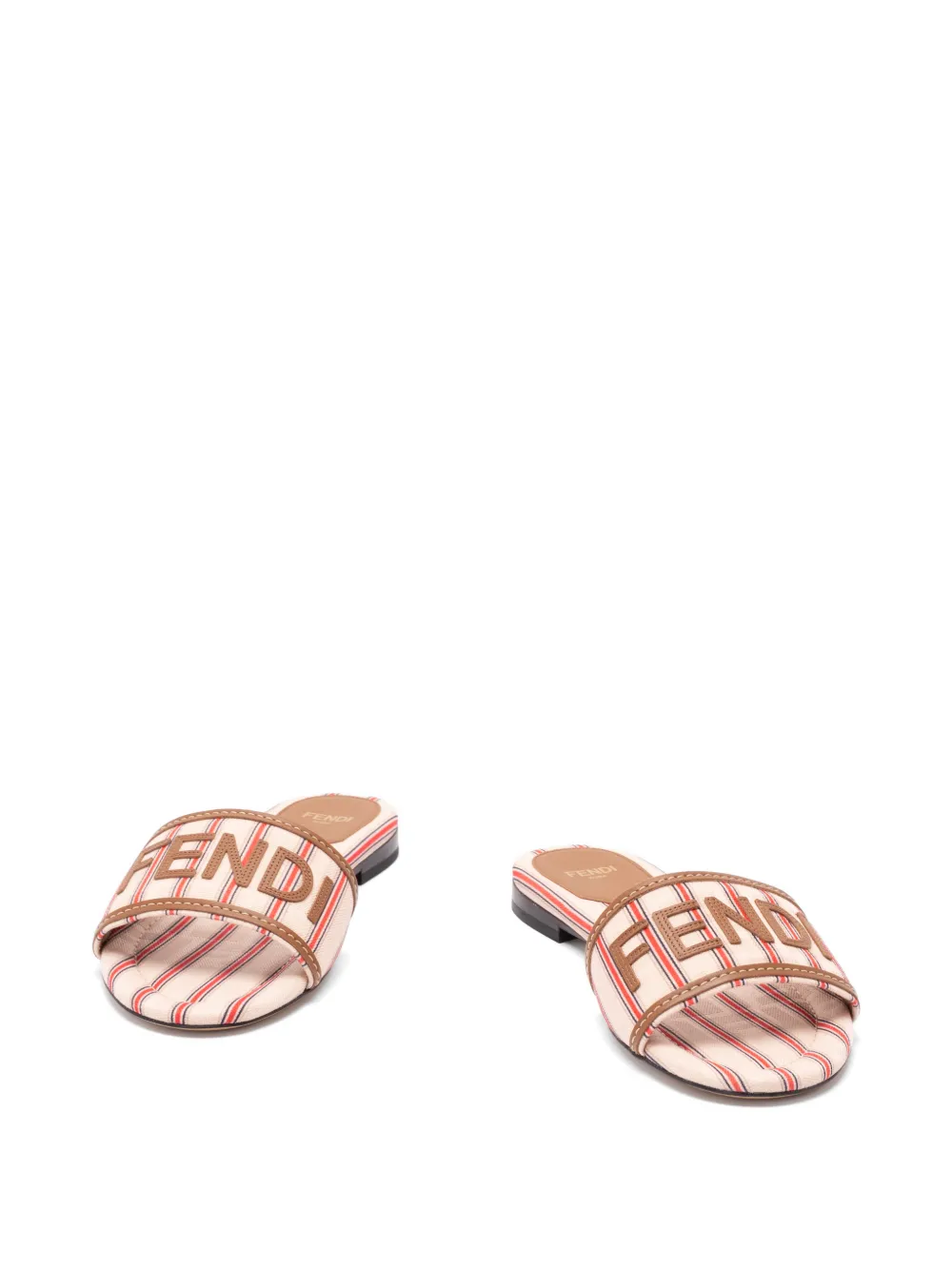 FENDI Sunshine striped logo-patch flat sandals Veelkleurig