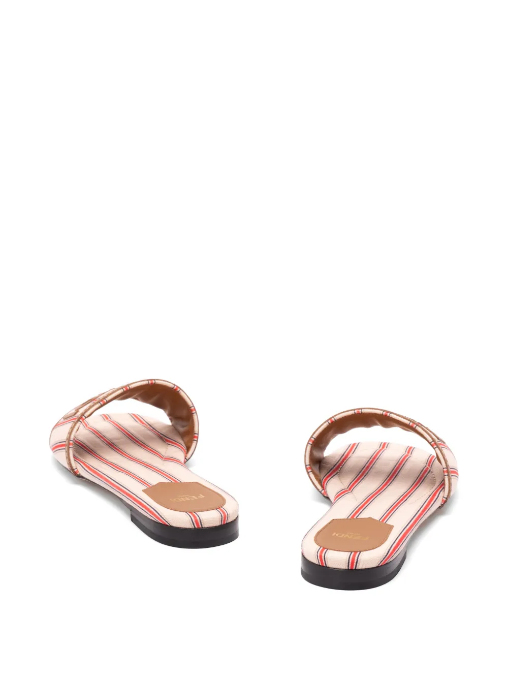 FENDI Sunshine striped logo-patch flat sandals Veelkleurig