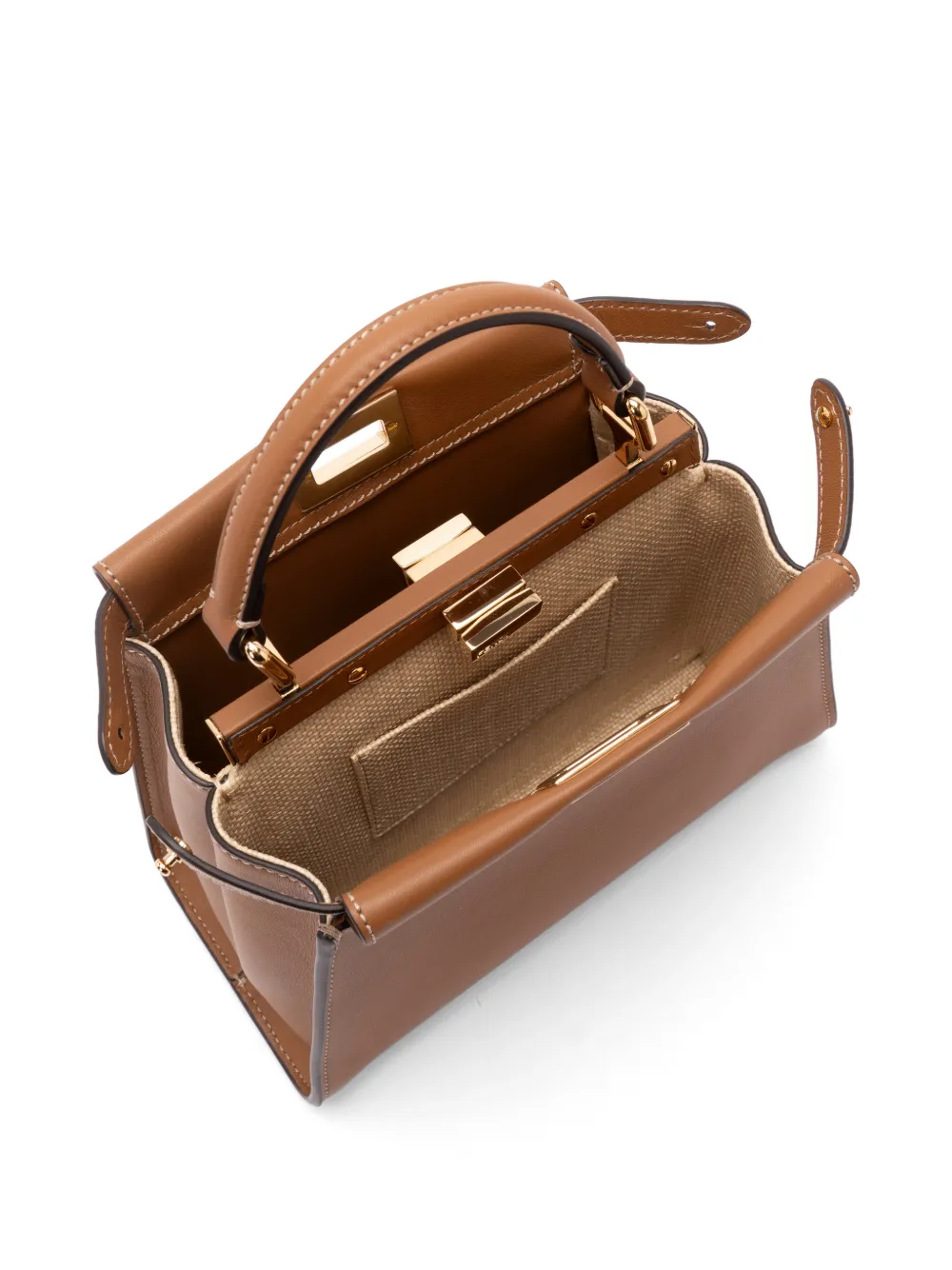 FENDI Peekaboo leren kleine schoudertas Bruin