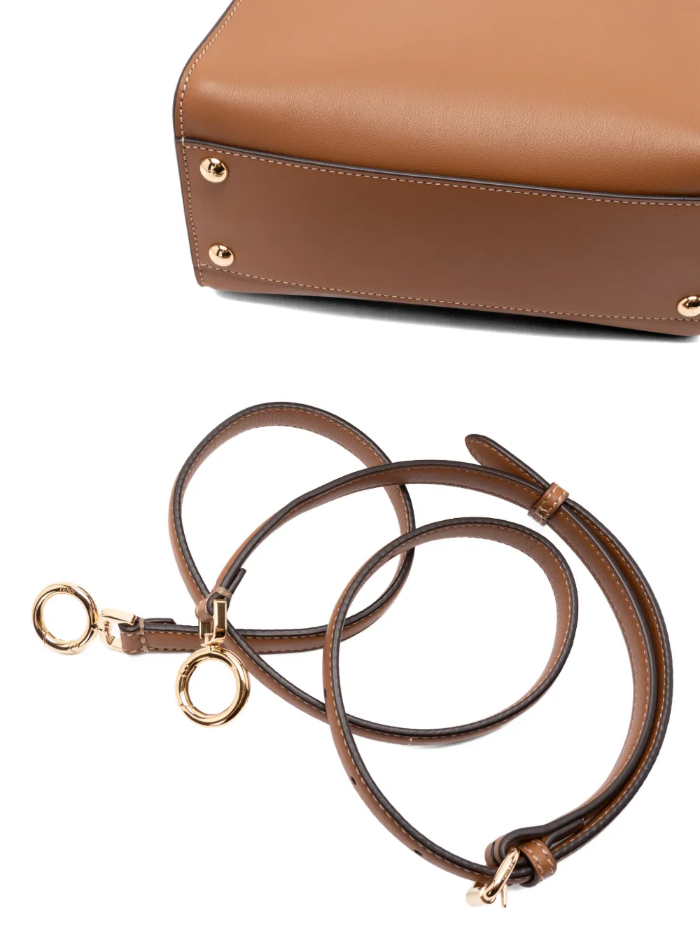 FENDI Peekaboo leren kleine schoudertas Bruin
