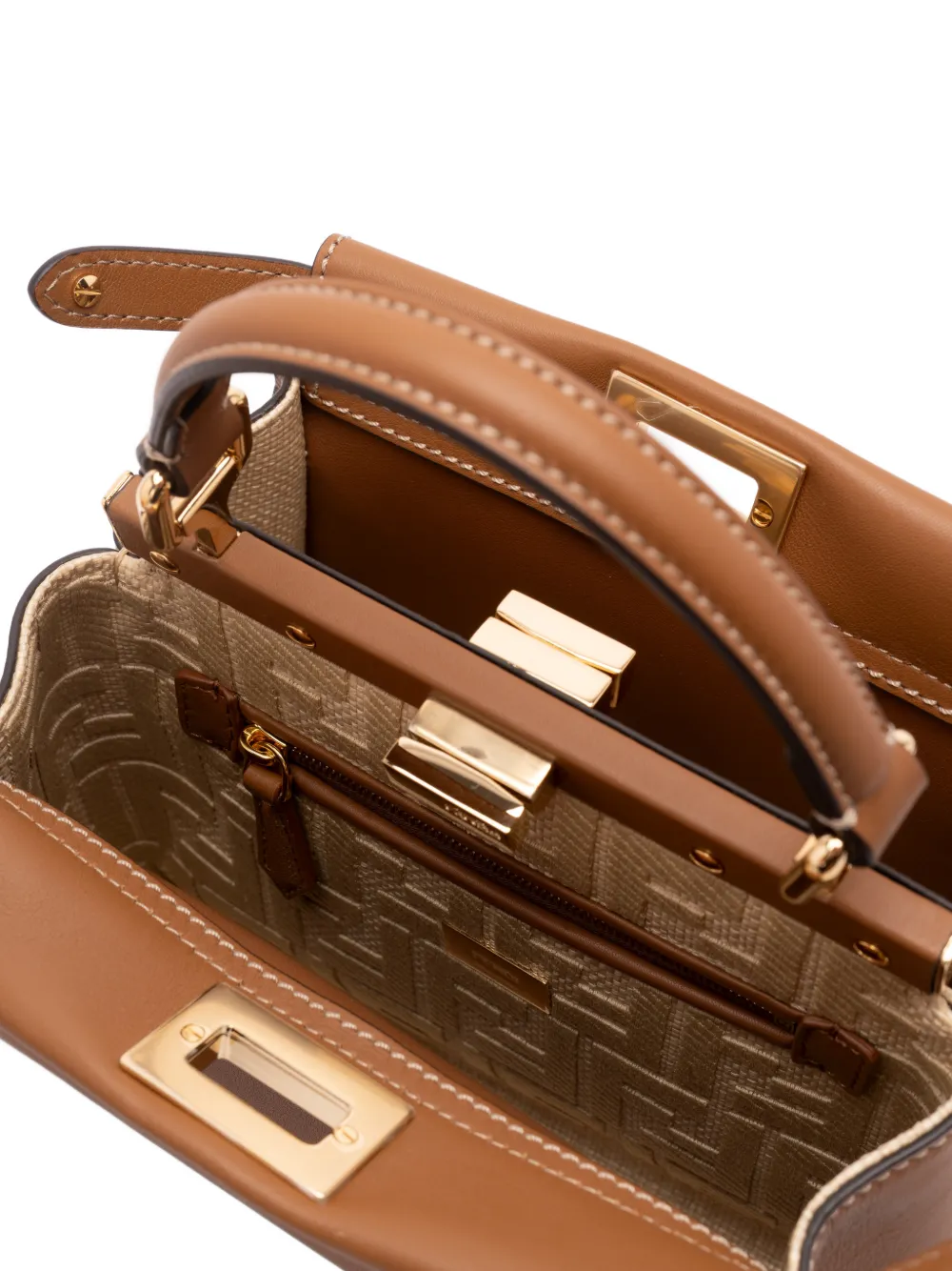 FENDI Peekaboo leren kleine schoudertas Bruin