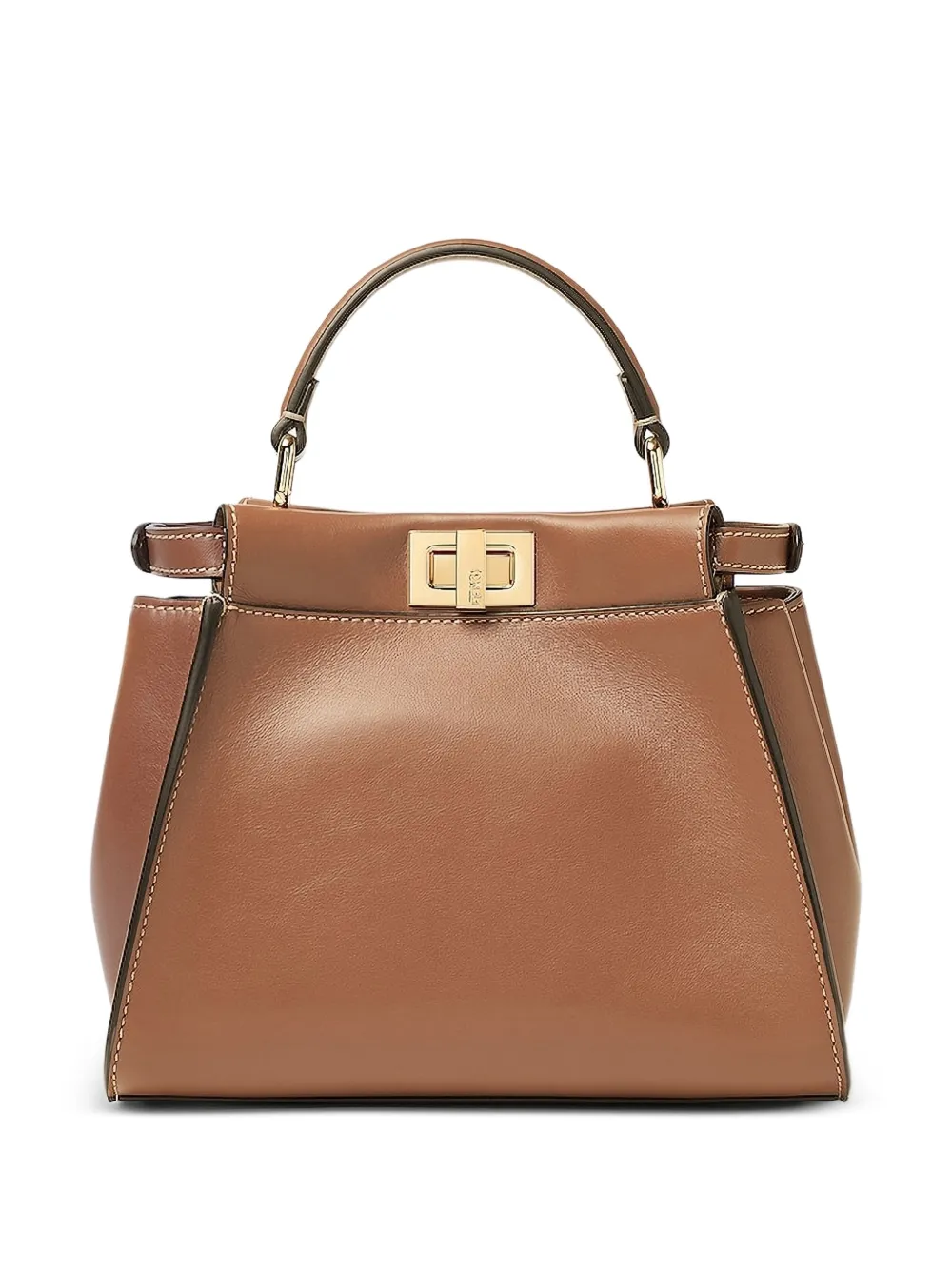 FENDI Peekaboo leather mini bag - Marrone