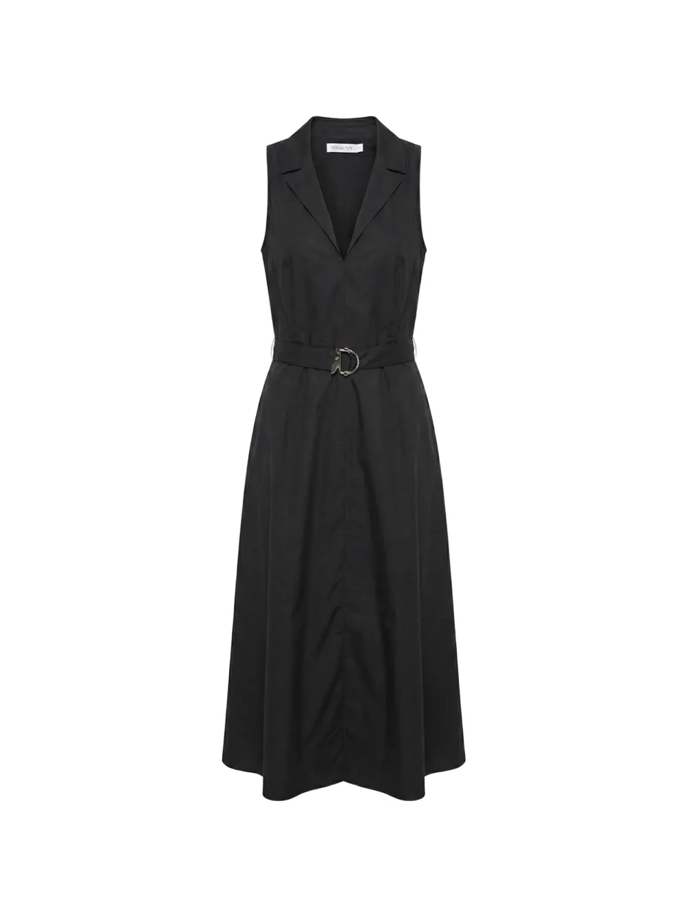 Patrizia Pepe belted sleeveless cotton midi dress - Nero