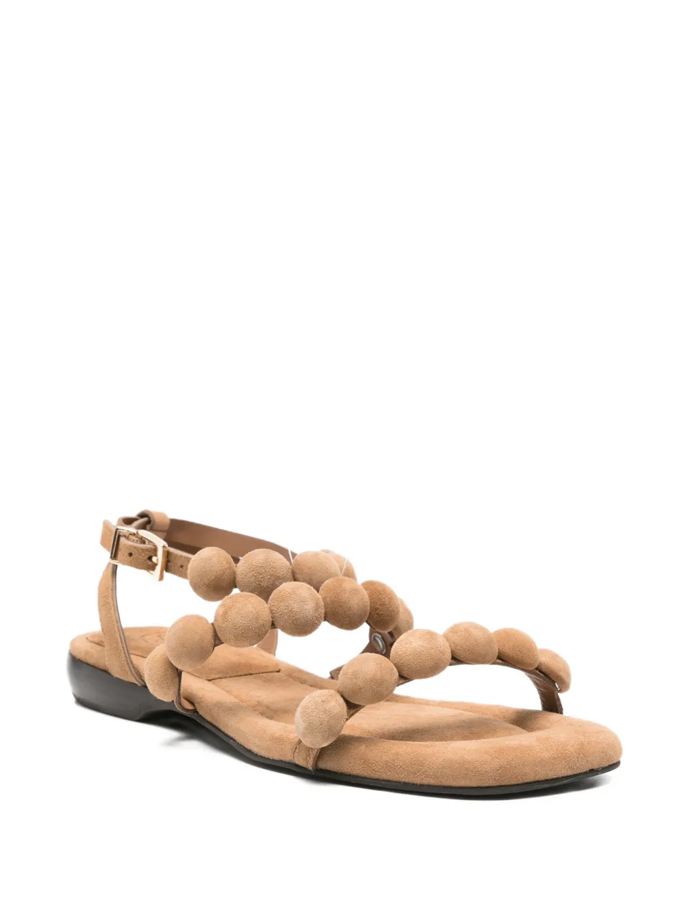 Ash bead-embellished suede sandals Beige