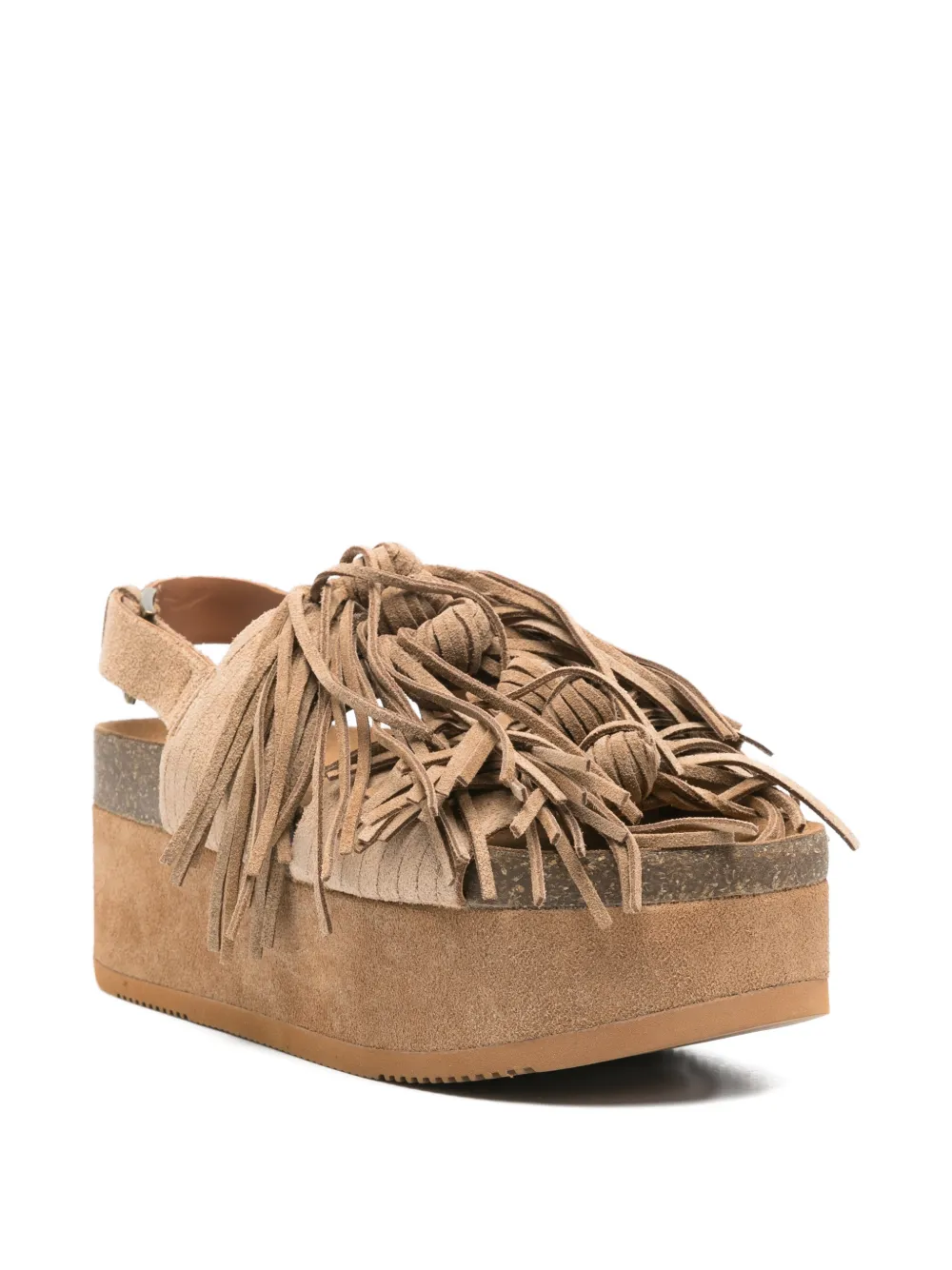 Ash fringed platform sandals Beige