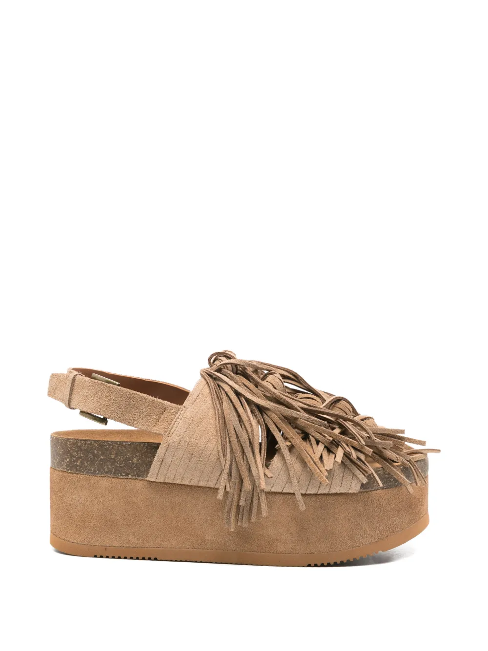 Ash fringed platform sandals - Toni neutri