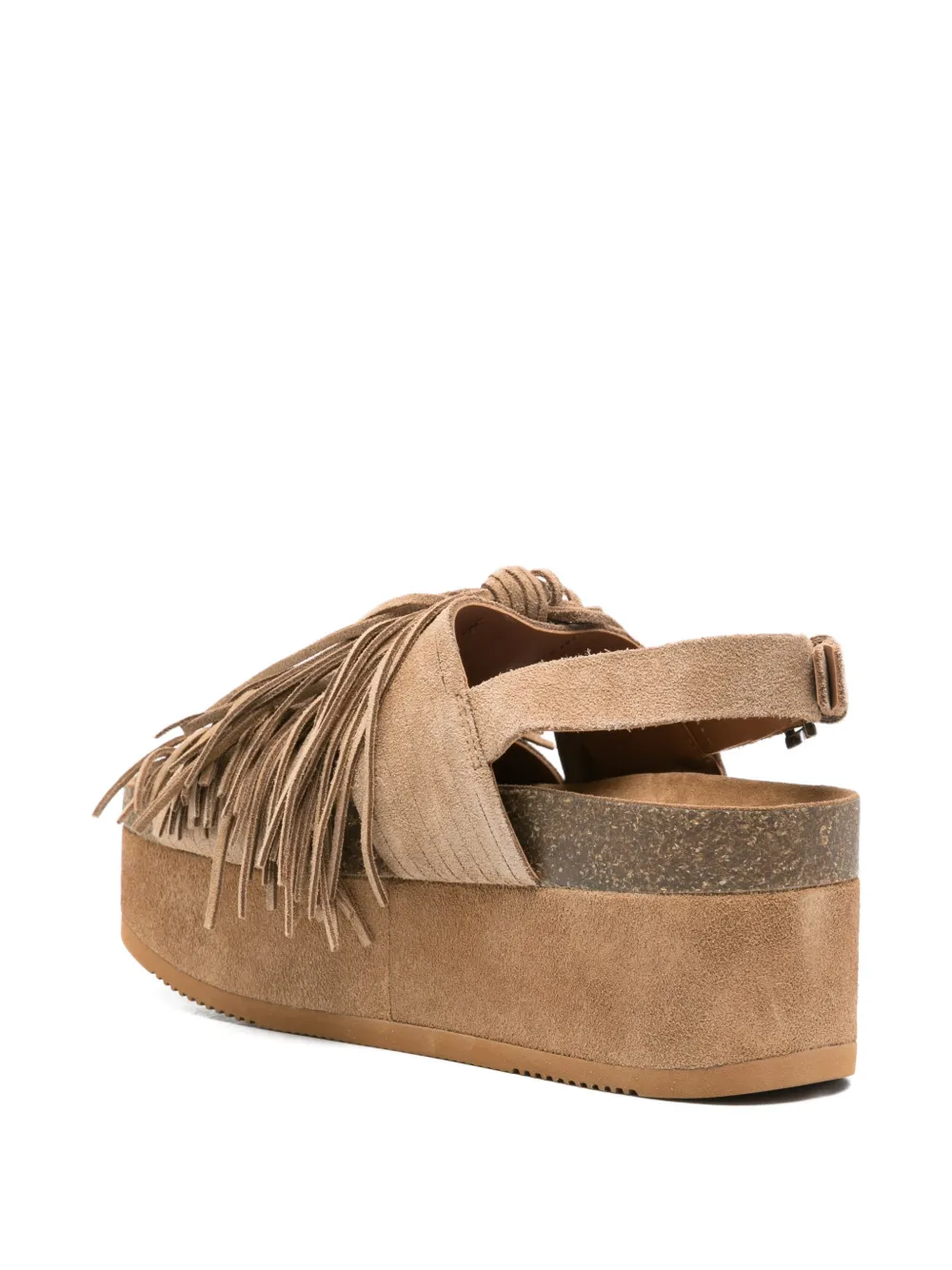 Ash fringed platform sandals Beige