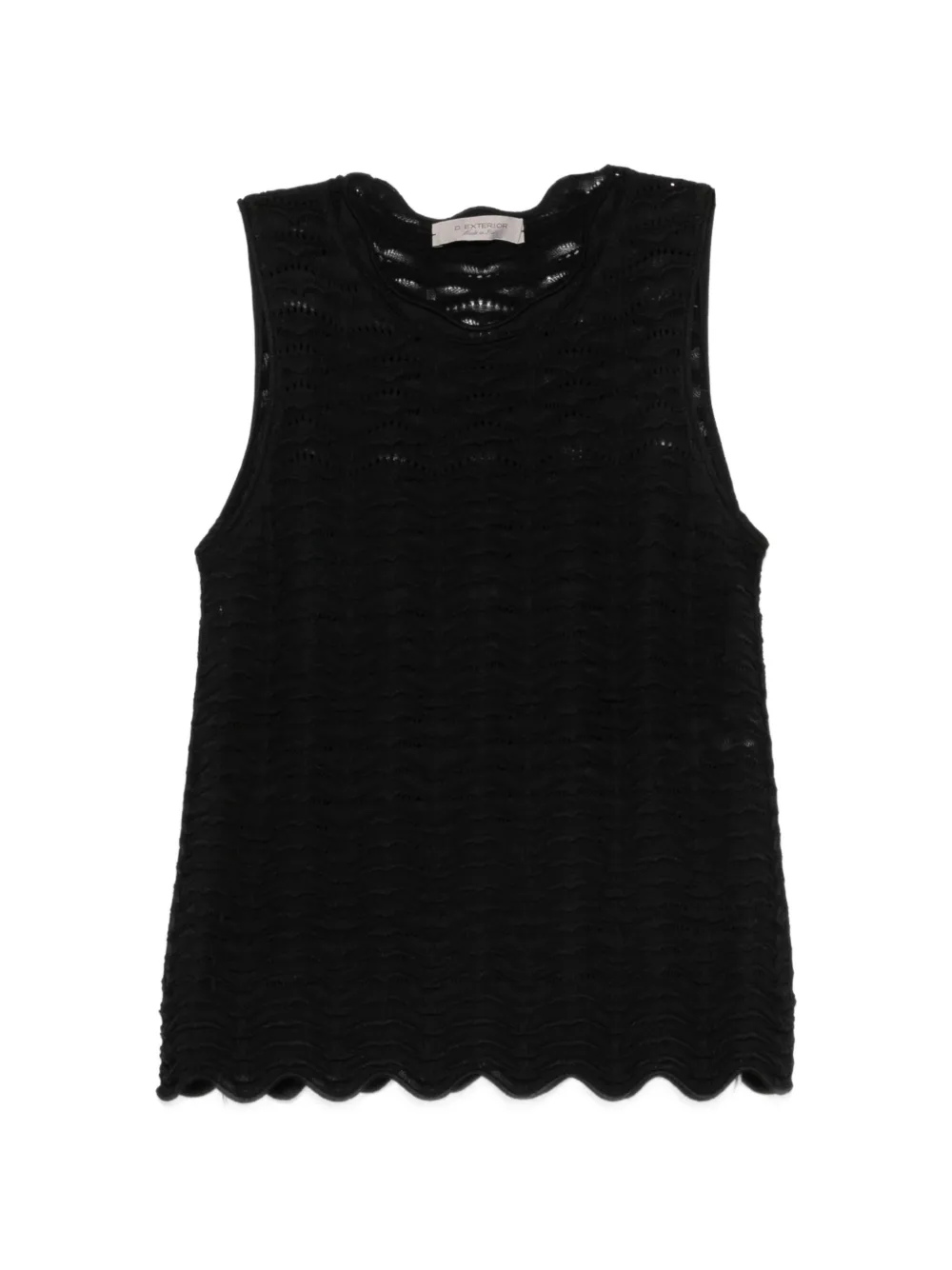 D.Exterior scalloped-hem top - Nero