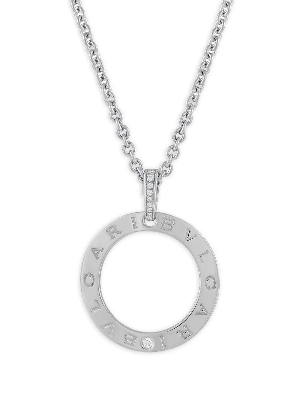 Bvlgari Pre-Owned 18k white gold diamond pendant necklace - Argento