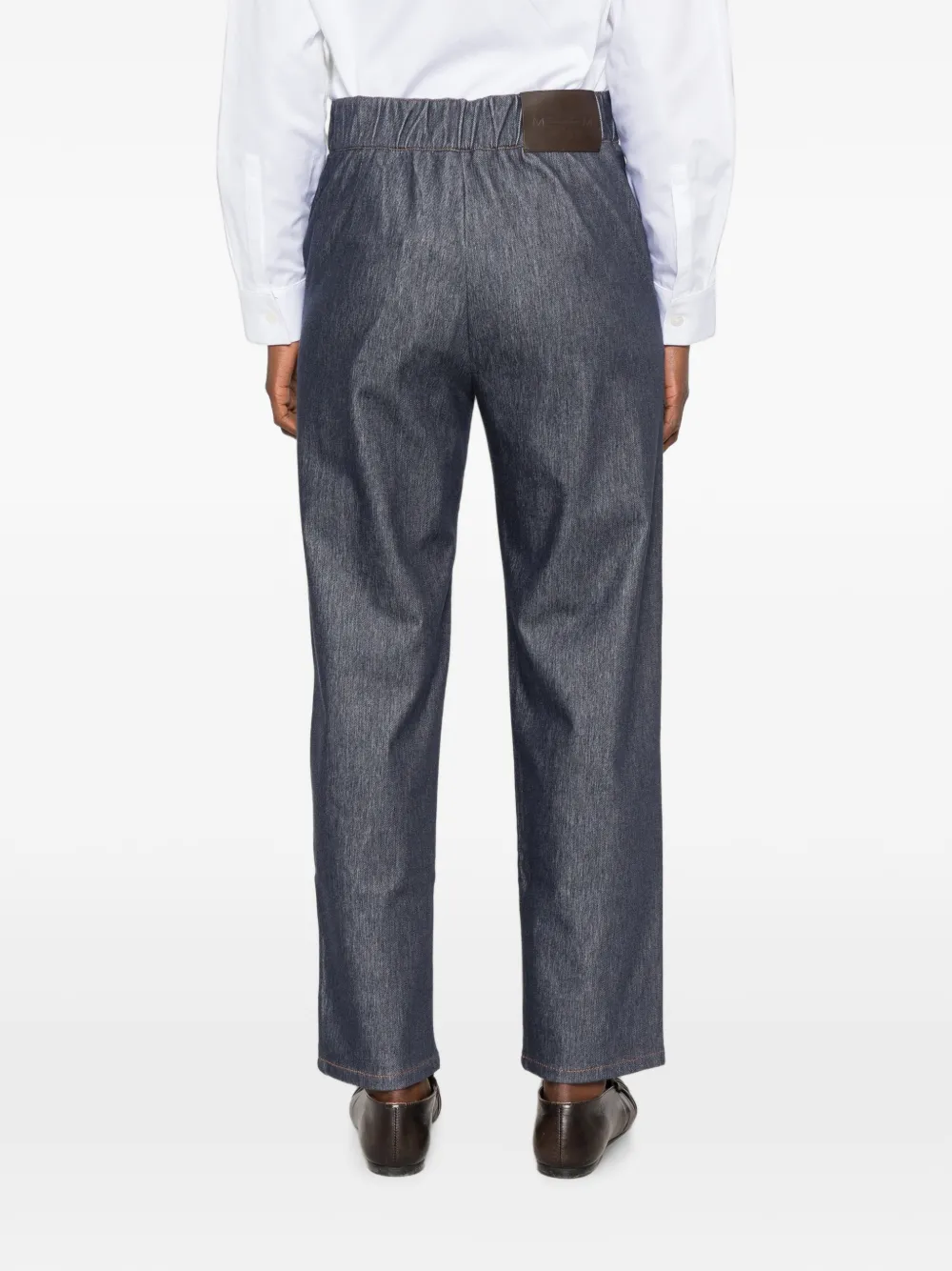 Max Mara Broek met elastische tailleband en logopatch Blauw