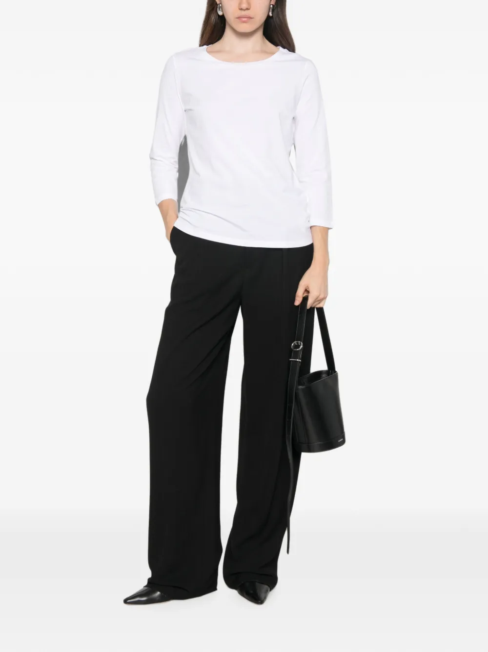 Max Mara Lorata T-shirt met cropped mouwen Wit