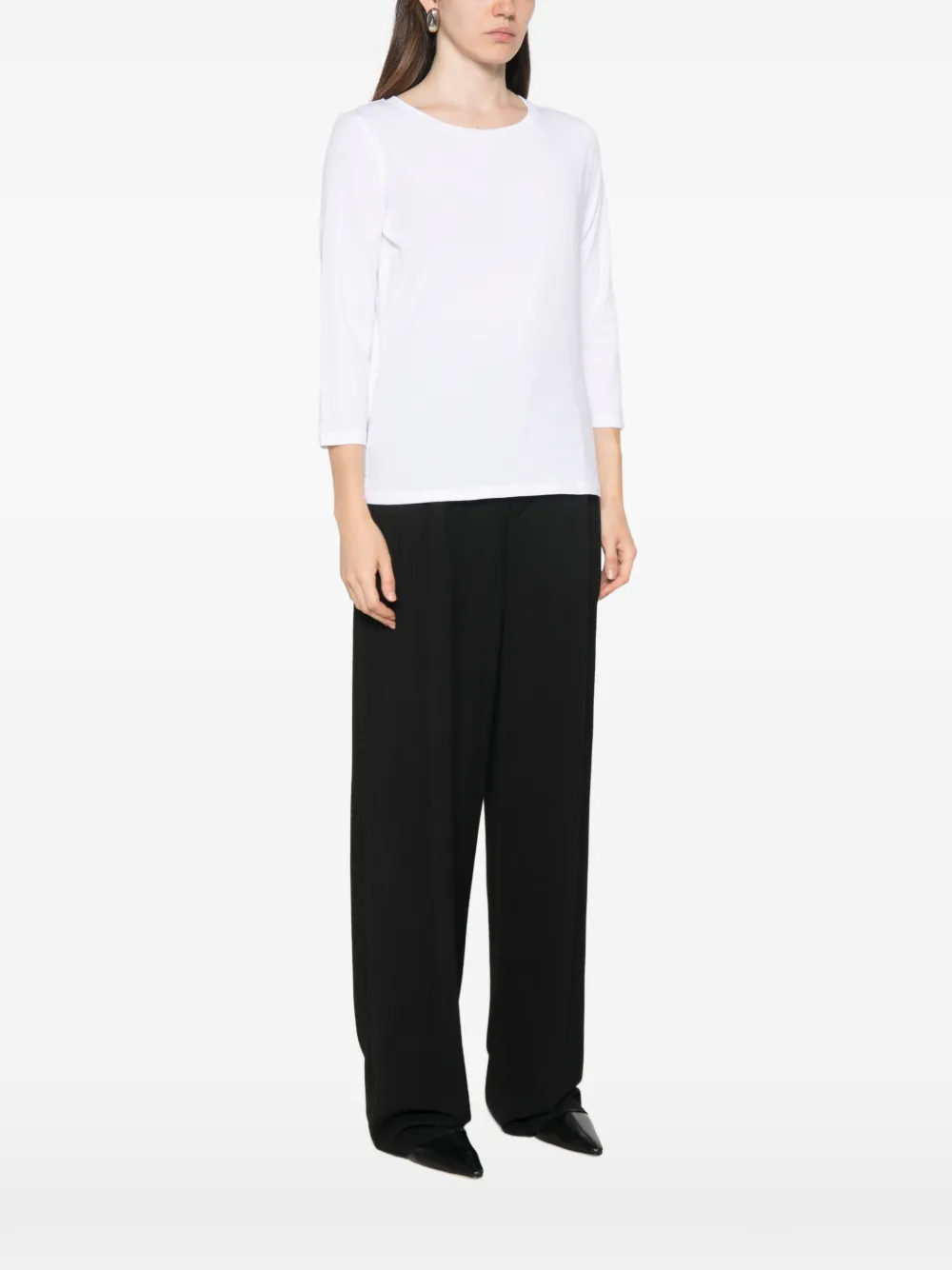 Max Mara Lorata T-shirt met cropped mouwen Wit