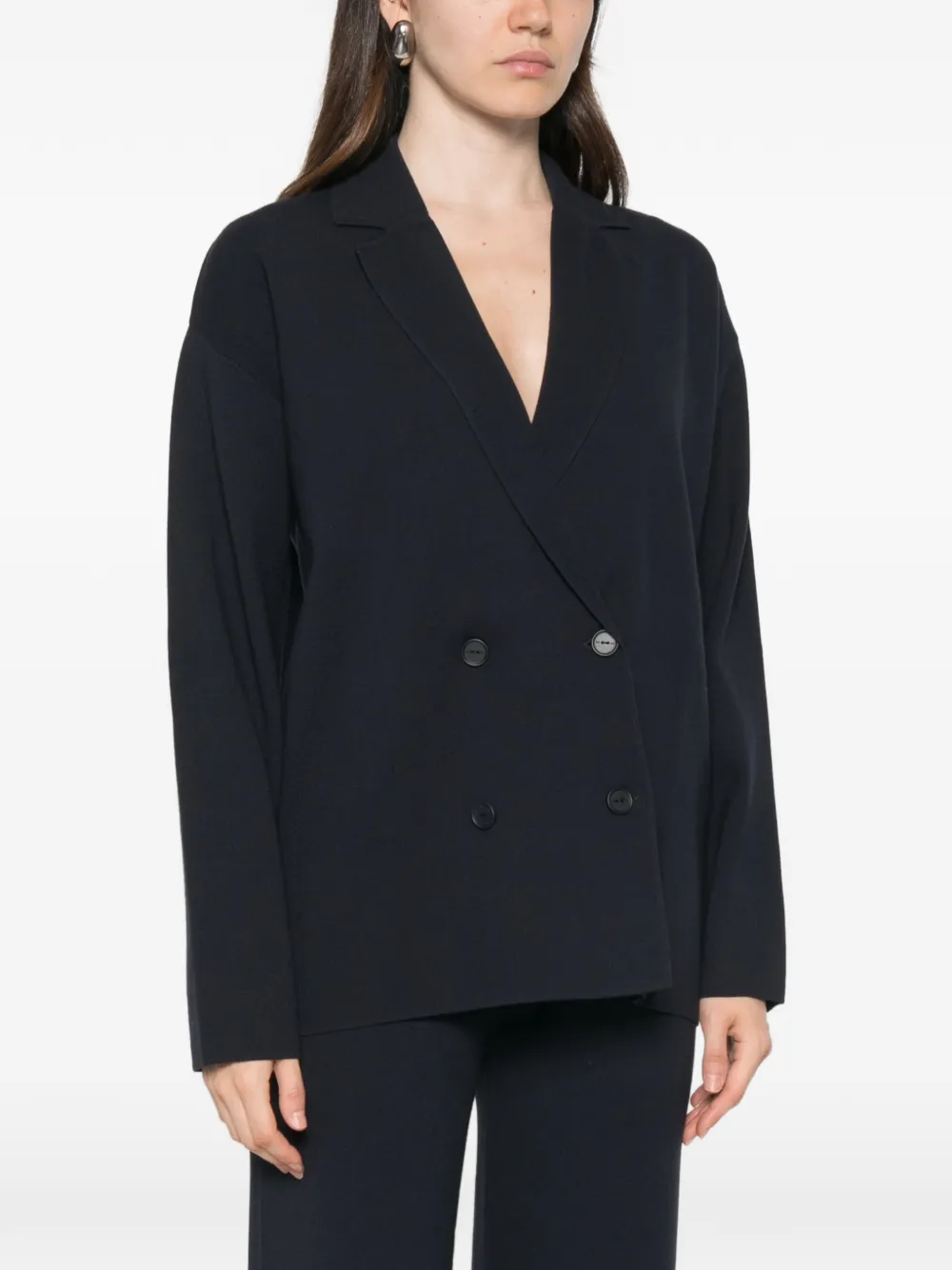 Max Mara Loncia jack met dubbele rij knopen en gekerfde revers Blauw