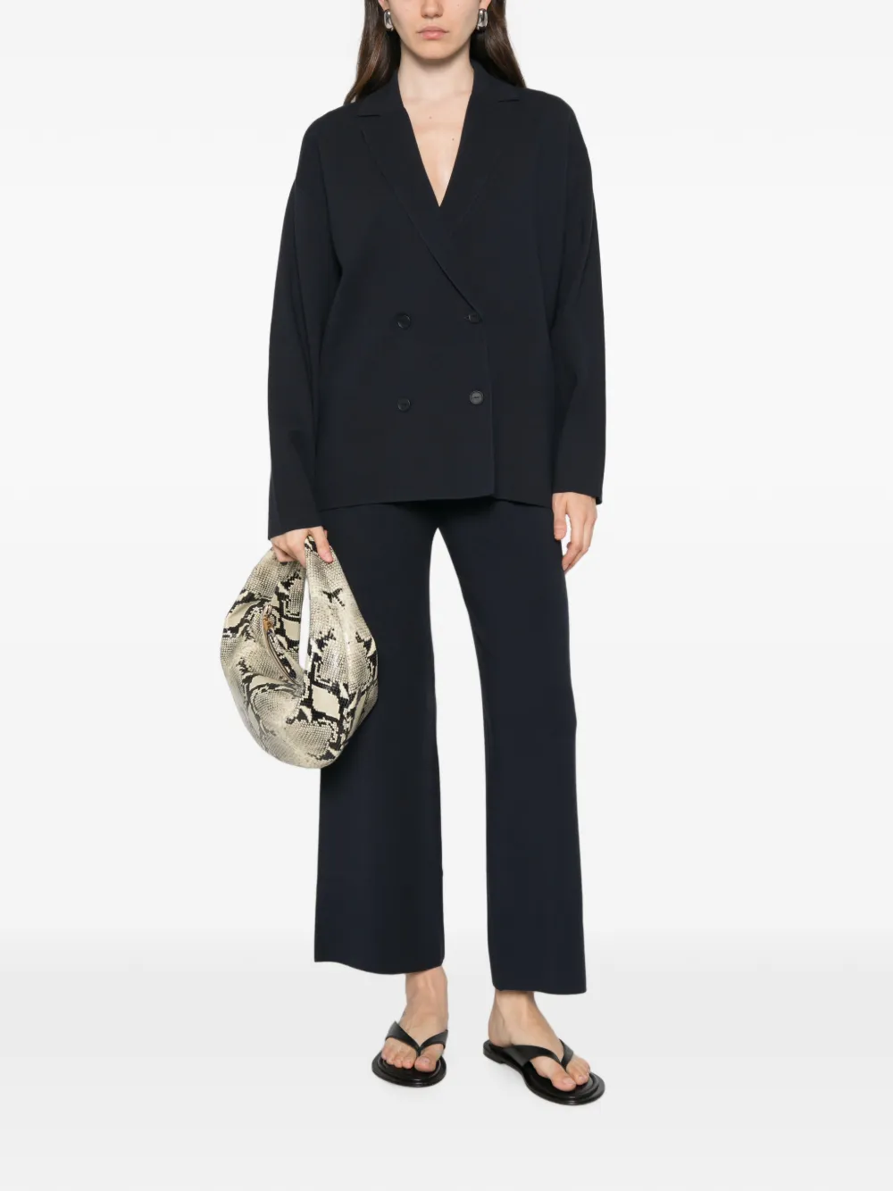 Max Mara Loncia jack met dubbele rij knopen en gekerfde revers Blauw