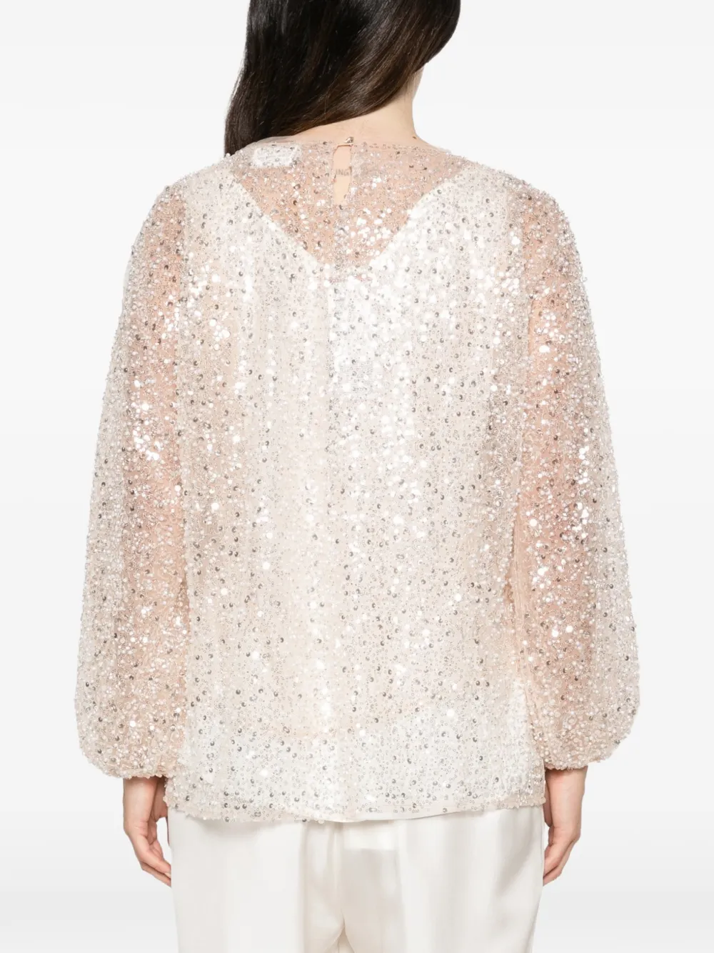 Marina Rinaldi Shirt met pailletten Beige