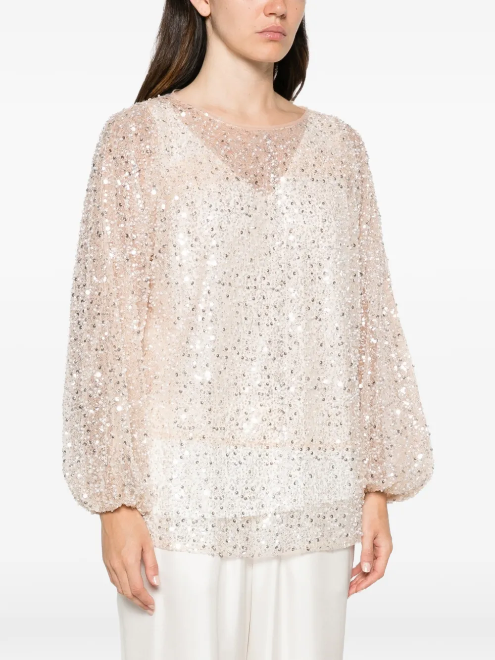 Marina Rinaldi Shirt met pailletten Beige
