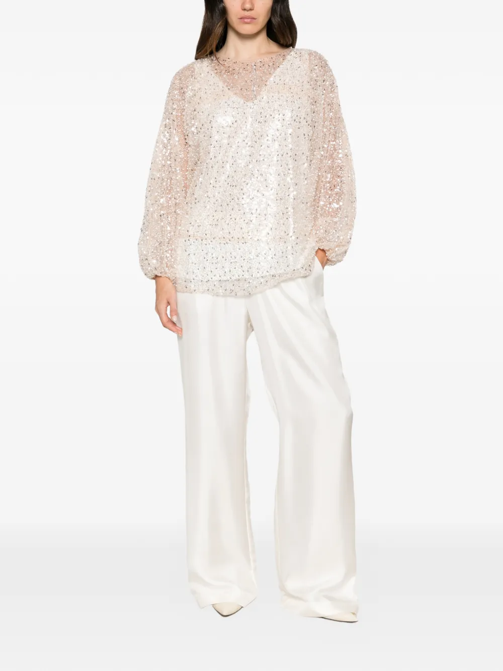 Marina Rinaldi Shirt met pailletten Beige
