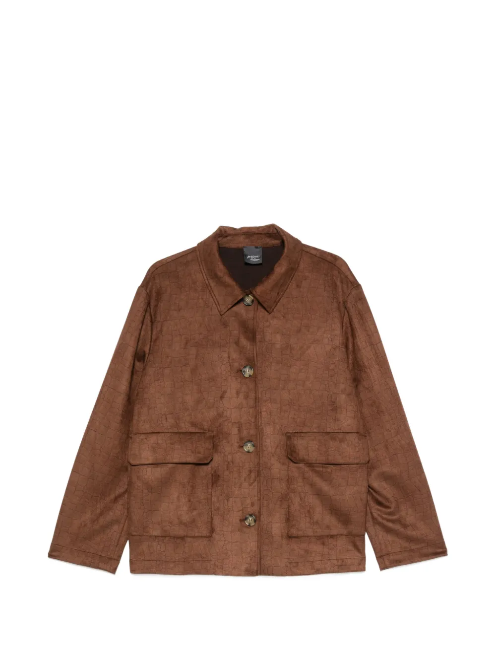 Marina Rinaldi crocodile-effect button-down jacket - Marrone