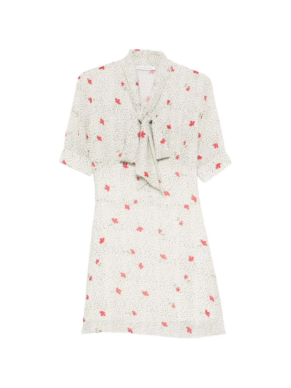 MAR DE MARGARITAS floral-print pussy-bow mini dress